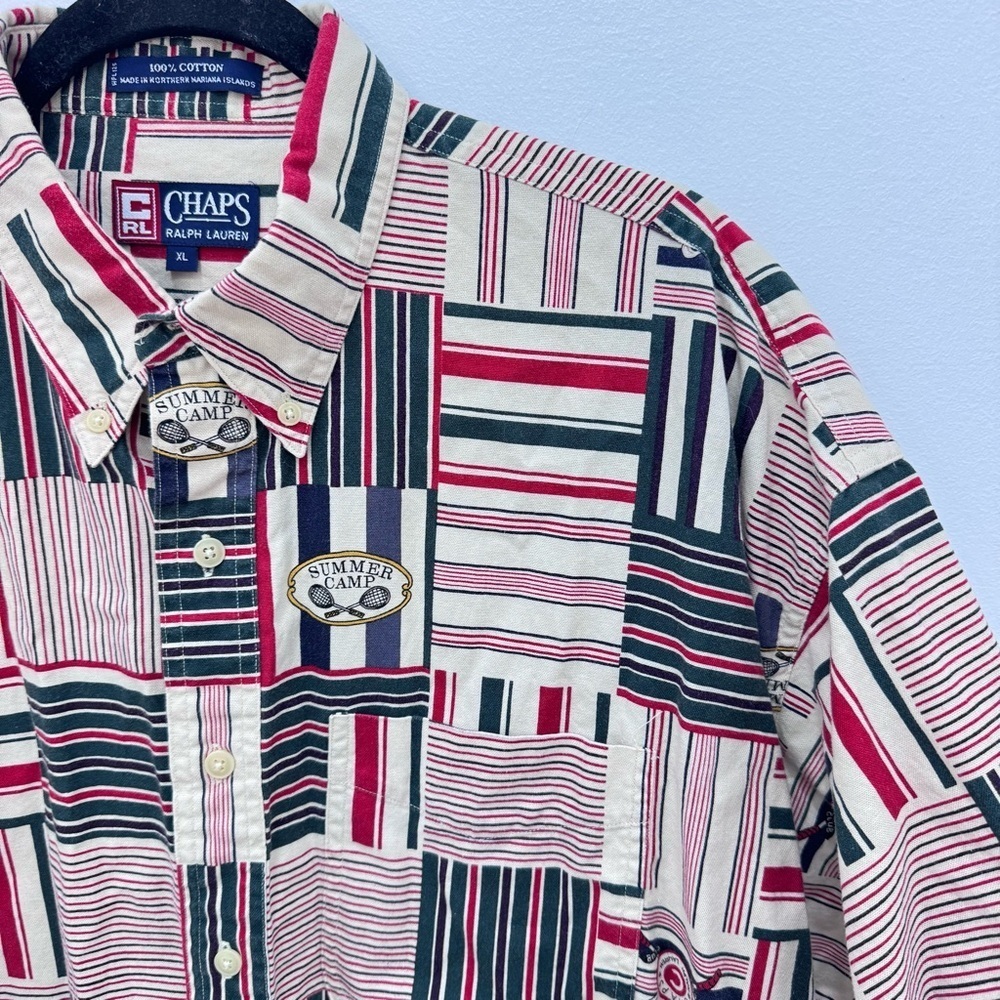 VTG Chaps Ralph Lauren Summer Camp Golf Club Shirt Mens  Multi-color XL